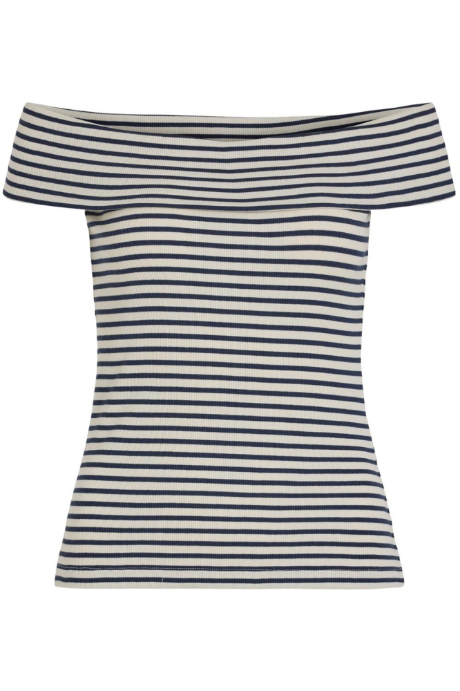 VISALJA OFF SHOULDER TOP 14106167 CLOUD DANCER/NAVY